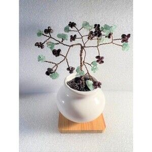 Beautiful Genuine Garnet & Green Aventurine Gemstone Tree